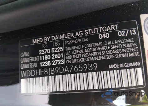 2013 Mercedes-Benz E 350 4Matic из США, поврежденный, VIN WDDHF8JB9DA765939